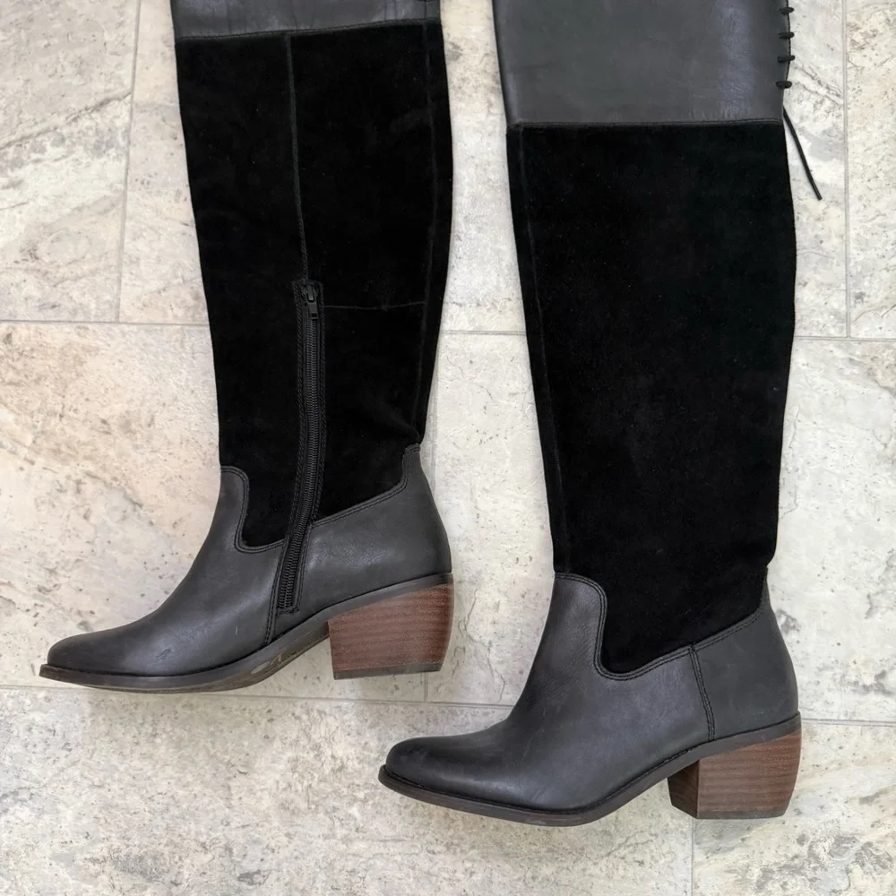 Lucky Brand Black Komah Over The Knee Heeled Boots Women’s Size 7